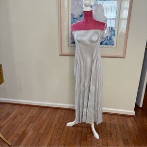 LuLaRoe tube Strapless maxi Dress grey white stripes